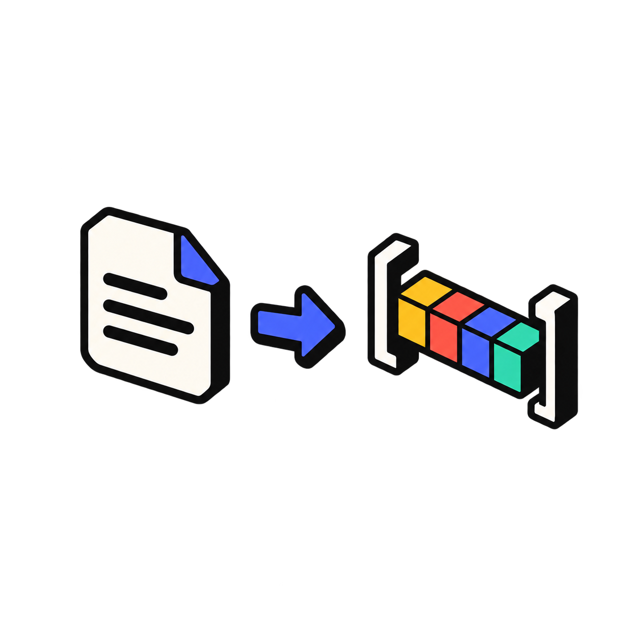 Text being transformed into colored tokens